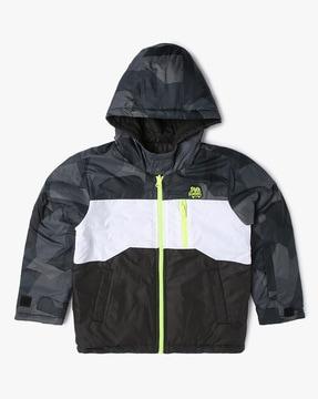 printed reversible hooded jacket