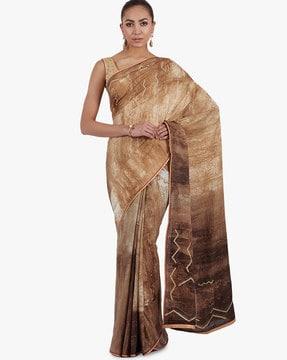 printed saree with embellished pallu