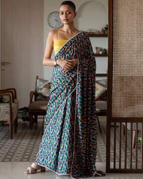 printed saree with lace border