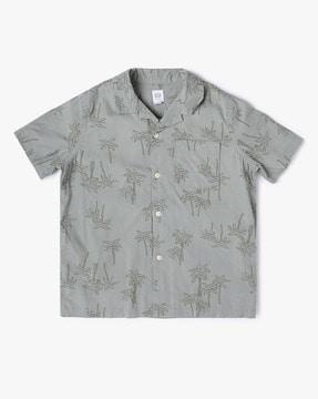 printed shirt with cuban collar