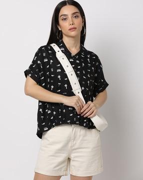 printed shirt with extended sleeves