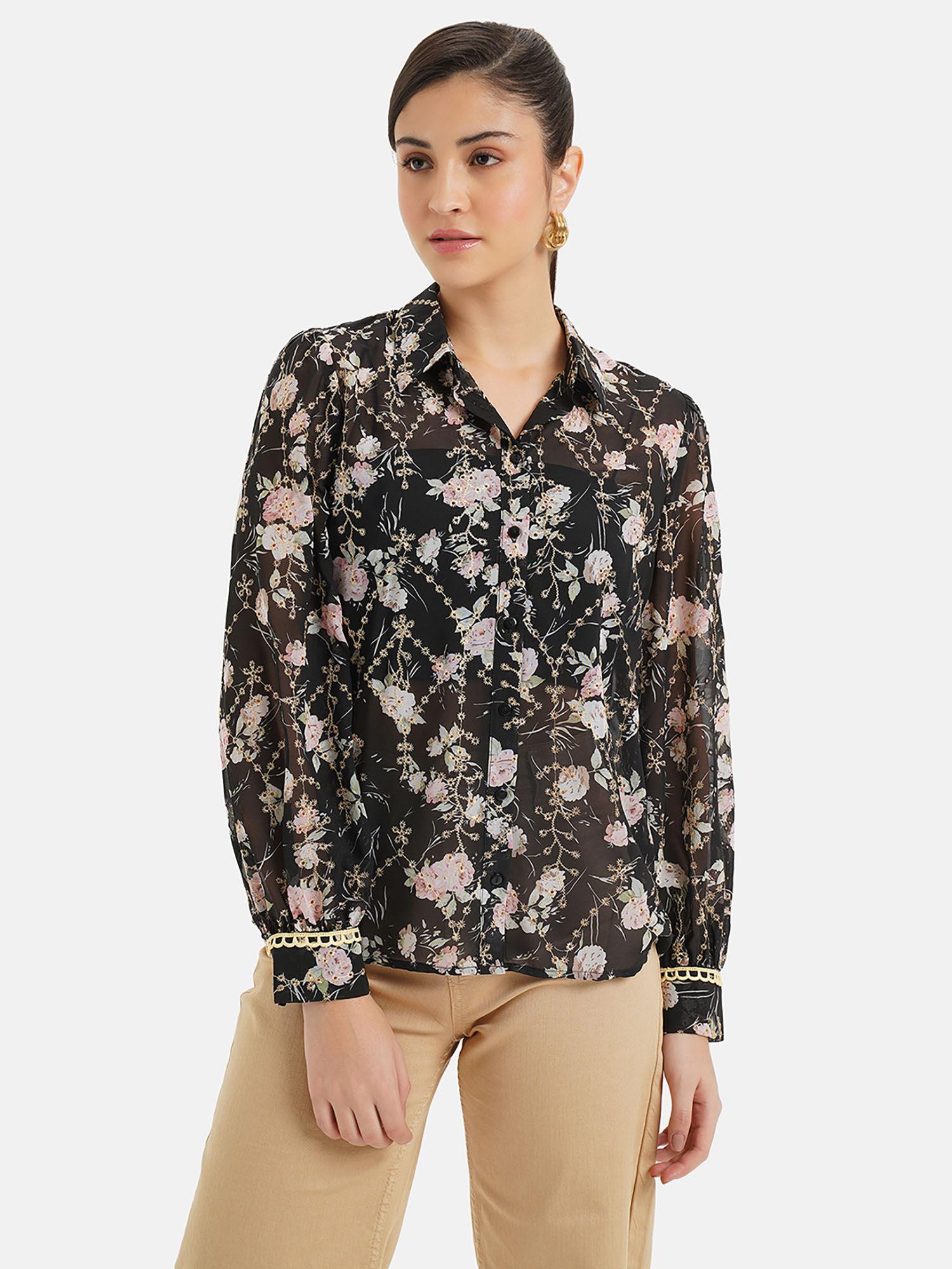 printed shirt with lace