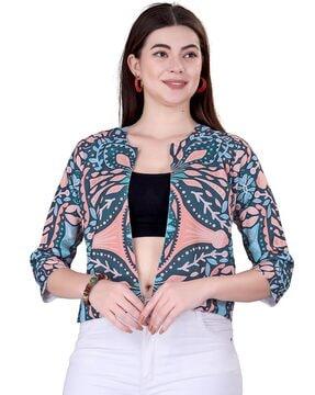 printed shrug with 3/4th sleeves