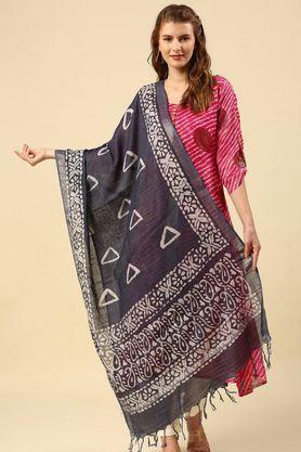 printed silk blend womens festive wear dupatta - grey