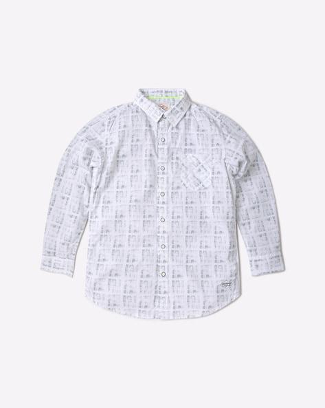 printed slim fit shirt with patch pocket