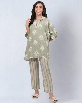 printed straight tunic with pants
