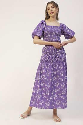 printed summer 2 pcs skirt top set for women viscose rayon coord set - purple