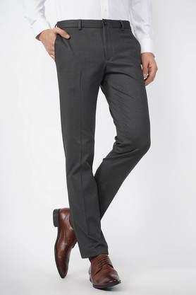 printed tencel slim fit men's formal trouser - black
