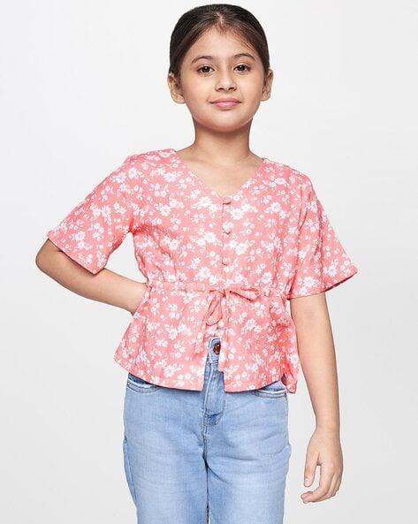 printed top with drawstring waist