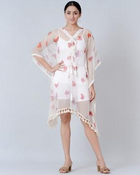 printed v-neck gown dress
