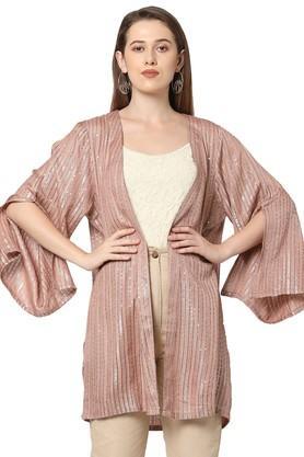 printed viscose rayon 3/4th sleeves womens kimono - pink