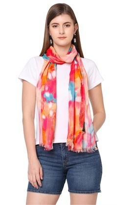 printed viscose rayon regular fit womens casual scarf - orange