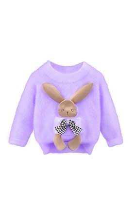 printed wool regular fit infant kids cardigan - purple