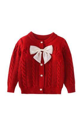 printed-wool-regular-fit-infant-kids-cardigan---red
