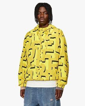 printed zip-front hoodie