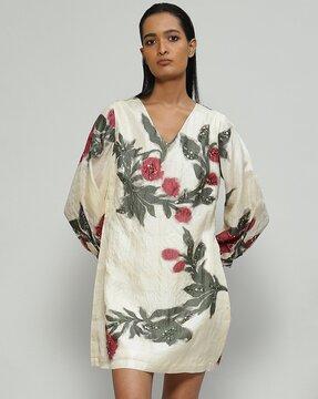 printed & sequinned silk x cotton kurta