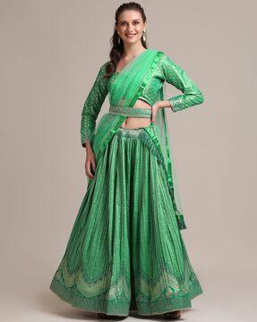 printed  lehenga choli set with dupatta & belt