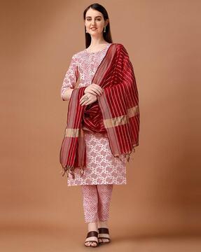 printed 3-piece kurta suit set