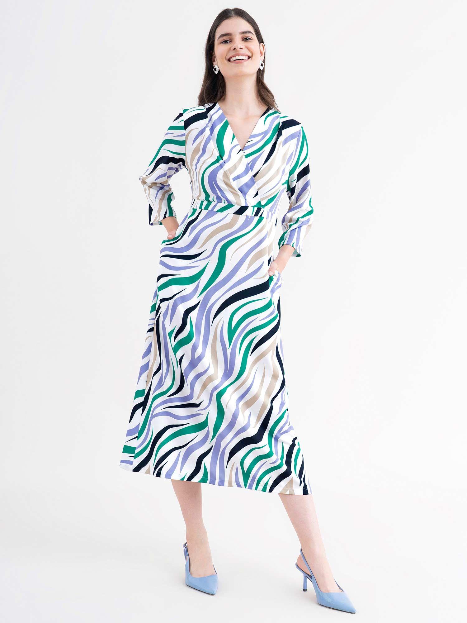 printed a-line dress - multicolour
