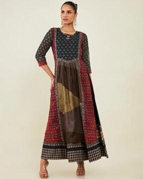 printed a-line dress kurta