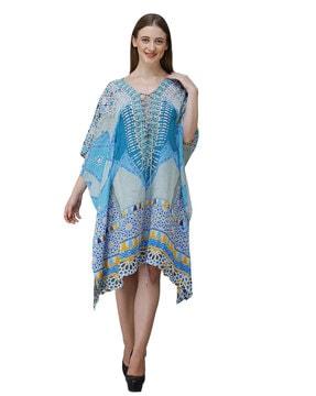printed a-line kaftan dress