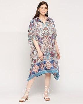 printed a-line kaftan dress