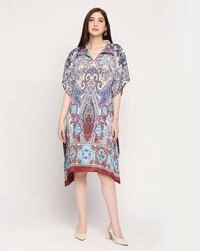 printed a-line kaftan dress