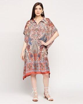 printed a-line kaftan dress