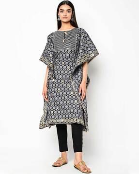 printed a-line kaftan kurta