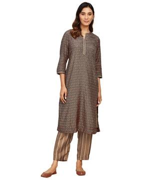 printed a-line kurta & pants set