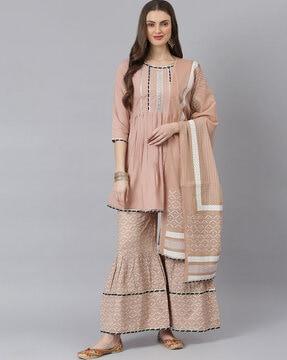 printed a-line kurta set