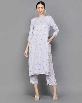 printed a-line kurta set