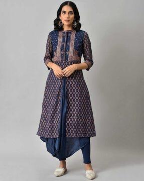 printed a-line kurta with leggings