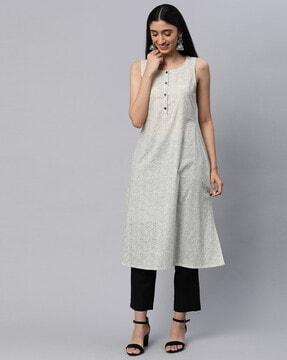 printed a-line kurta