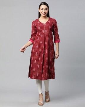 printed a-line kurta