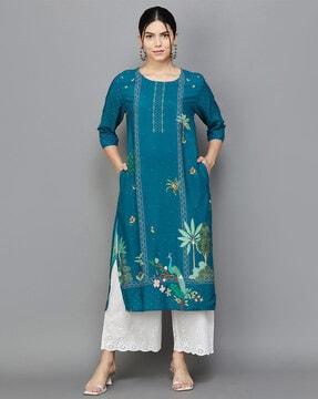 printed a-line kurta