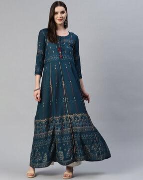 printed anarkali  kurta