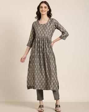 printed anarkali kurta & pants set