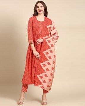 printed anarkali kurta & pyjama with dupatta set