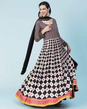 printed anarkali kurta set