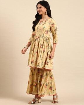 printed anarkali kurta suit set