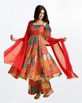 printed anarkali kurta suit set