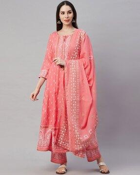 printed anarkali kurta suit set