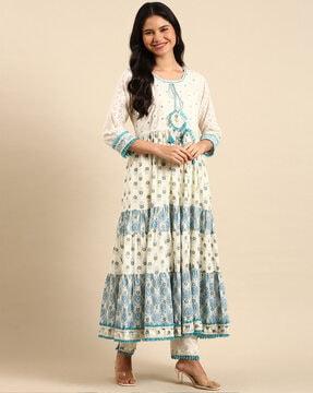 printed anarkali kurta suit set