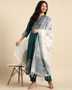 printed anarkali kurta suit set