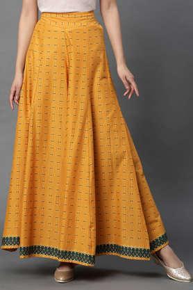 printed ankle length cotton women's palazzo - yellow