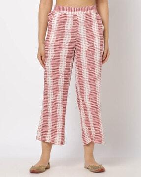 printed ankle-length pants with insert pockets