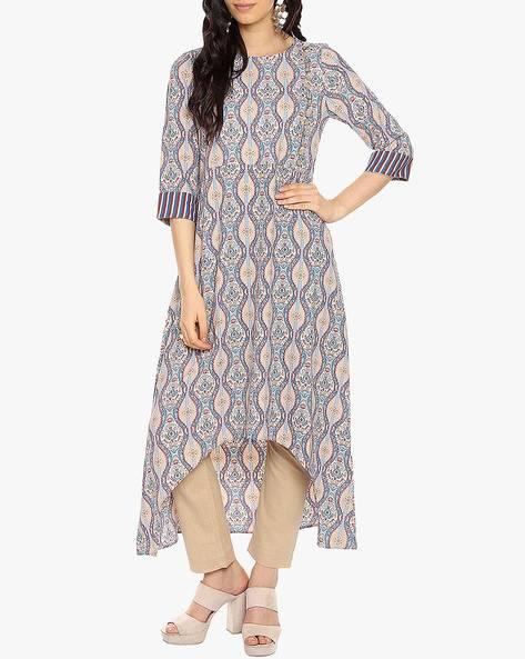 printed asymmetric a-line kurta