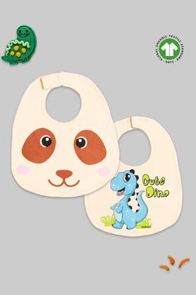printed bamboo fabric baby unisex bibs - bear & cute dino - pack of 2 - multi