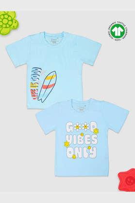 printed bamboo round neck boys t- shirt - pack of 2 - blue